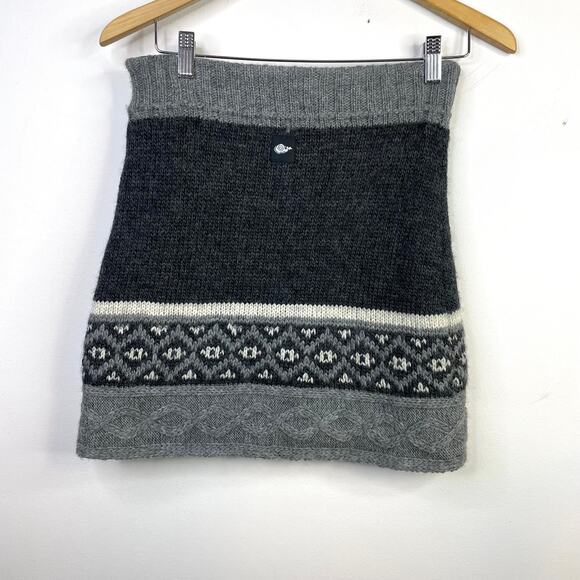 Everest Charcoal Gray Nordic Fair Isle Wool Pom Pom Knit Mini Skirt womens s m - Picture 6 of 13